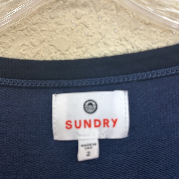 Anthropologie Sundry womans Navy Blue Crewneck Sweatshirt Sweater Size 2 M - Picture 3 of 4